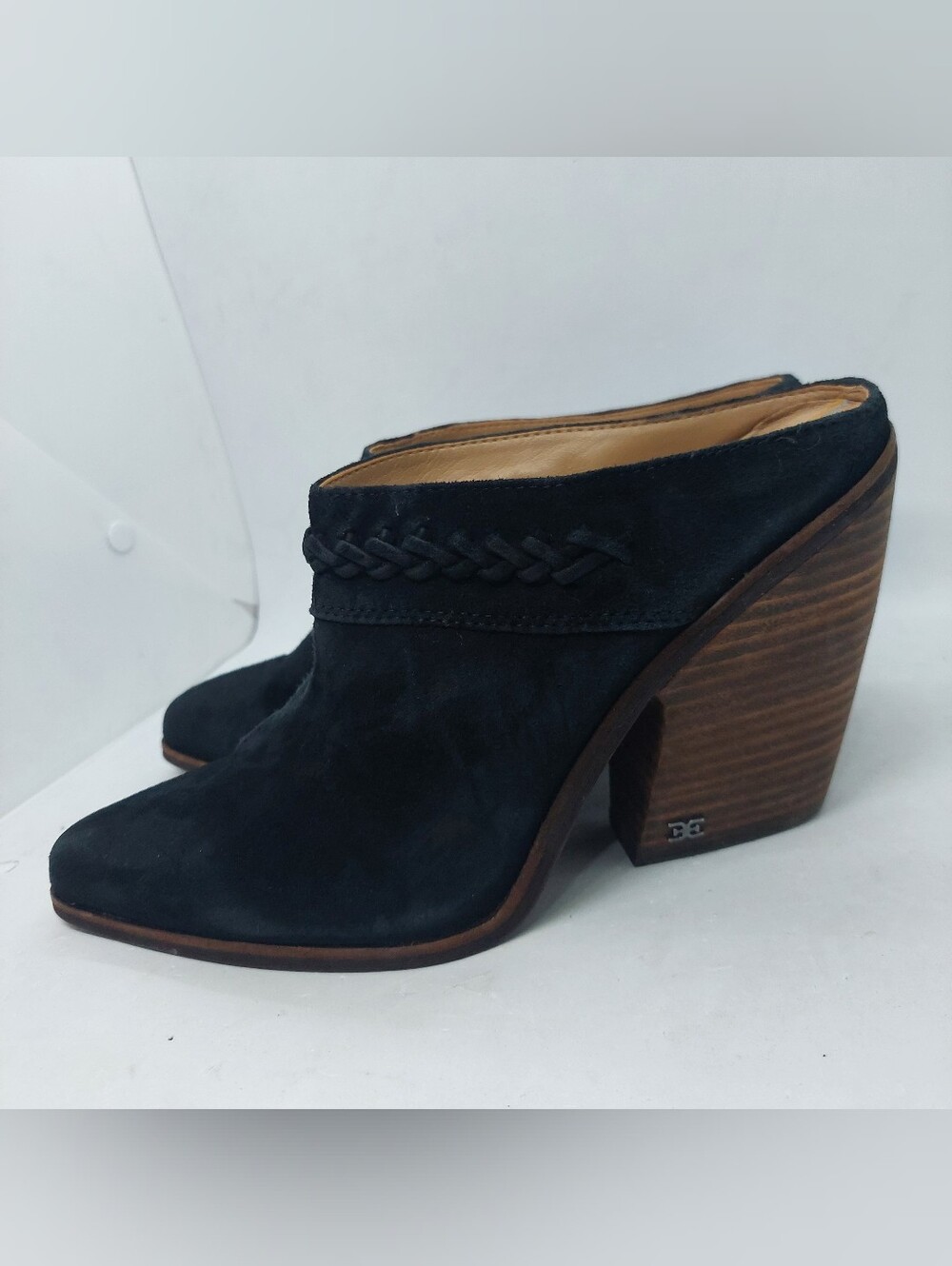 Sam Edelman Alison Mules Black Suede Leather Womens Size 8.5M Casual Shoes